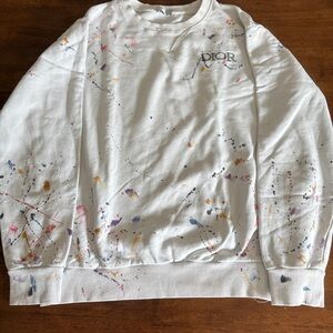 Dior White Multicolor Splatter Sweatshirt